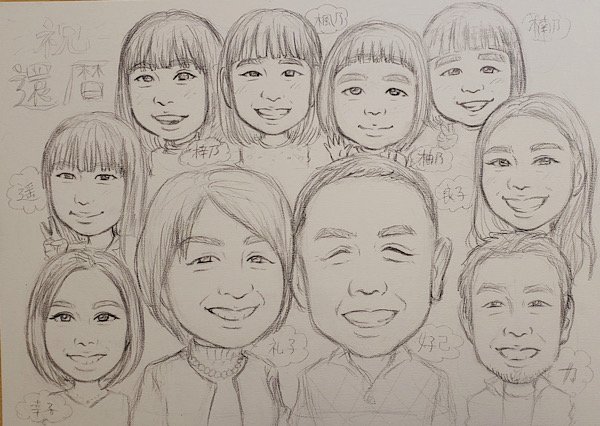 似顔絵の下書き