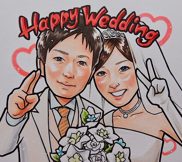 結婚式のウェルカムボード似顔絵