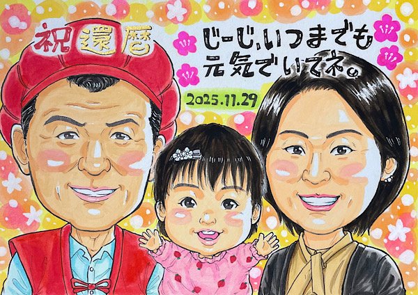 還暦祝いの似顔絵