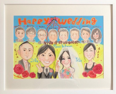大人数の似顔絵ウェルカムボード
