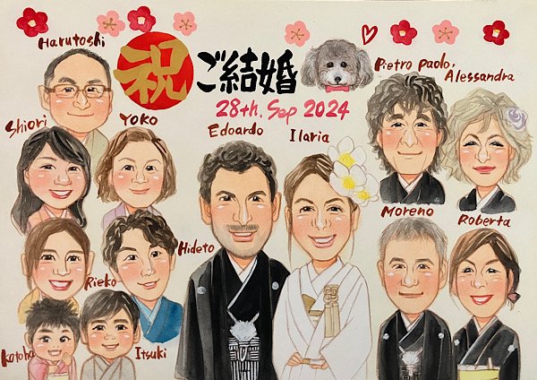 結婚式のウェルカムボード似顔絵