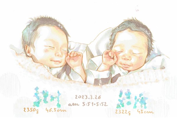 赤ちゃんのニューボーン似顔絵