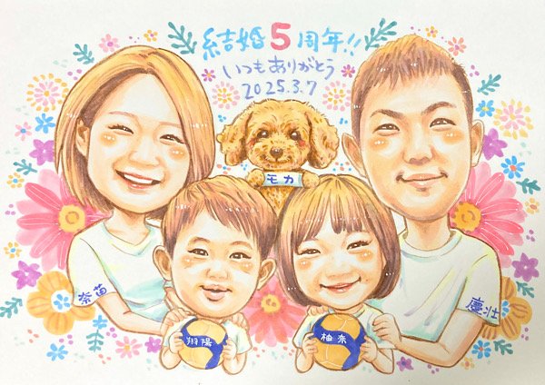 結婚記念日のお祝い似顔絵