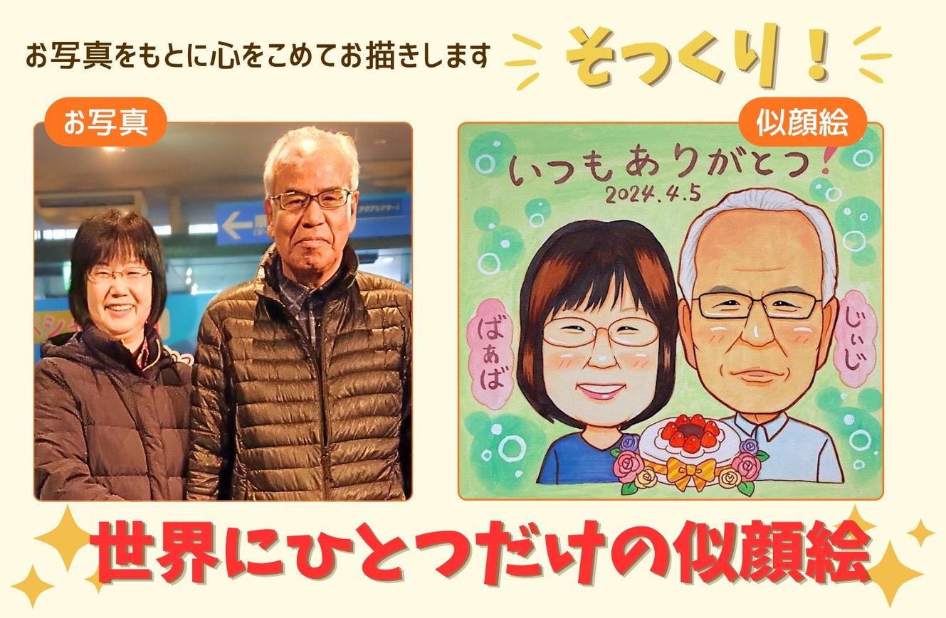 実物写真と似顔絵のそっくり比較画像