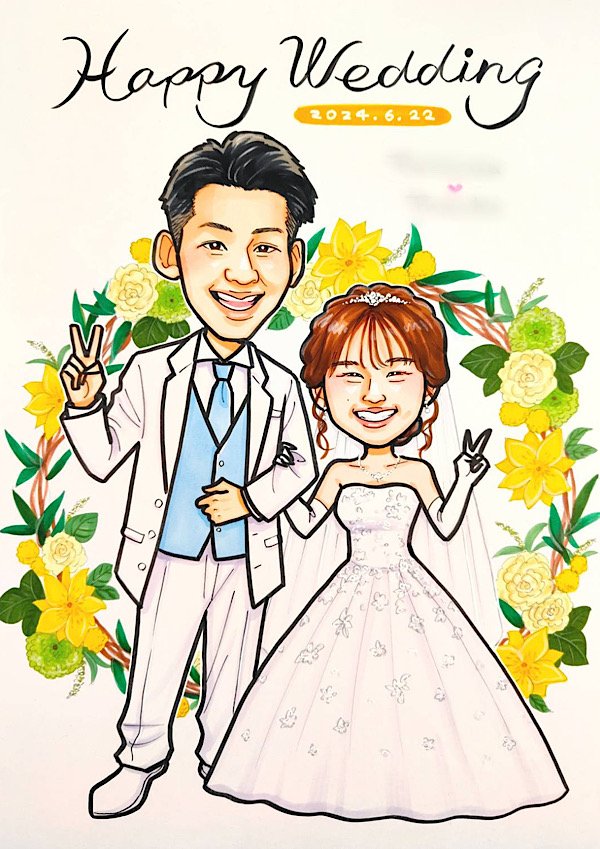 結婚式のウェルカムボード似顔絵